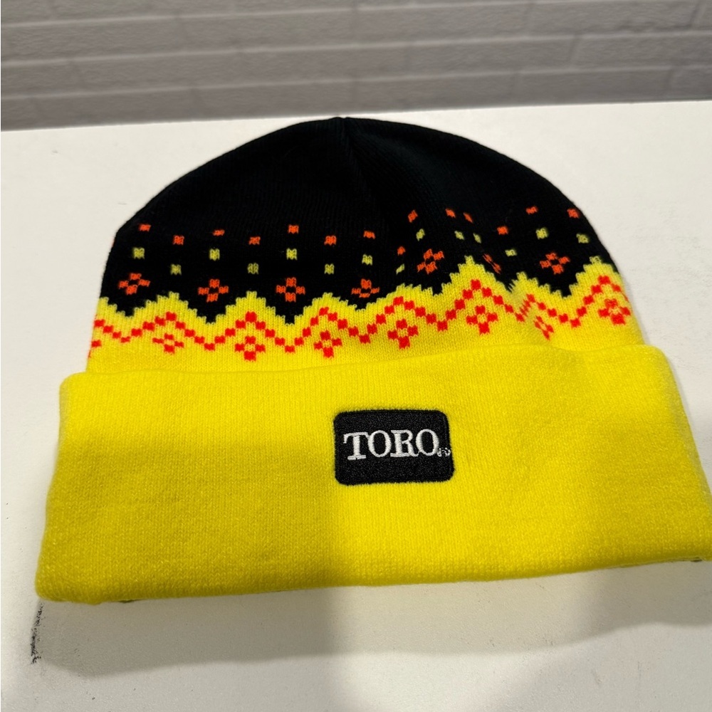 Yellow and Black Geometric‎ Knit Hat